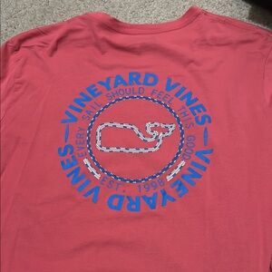 Vineyard Vines Coral Tee with Blue Logo